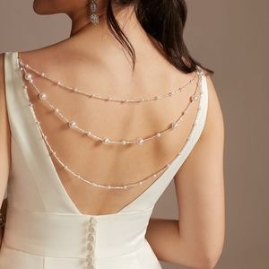Davids Bridal faux pearl detachable layered dress chain Plus